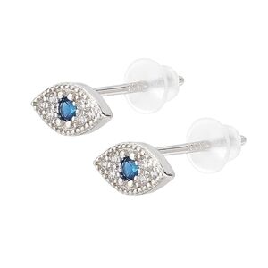 925 Sterling Silver Evil Eye Stud Earrings | CZ | Hypoallergenic
